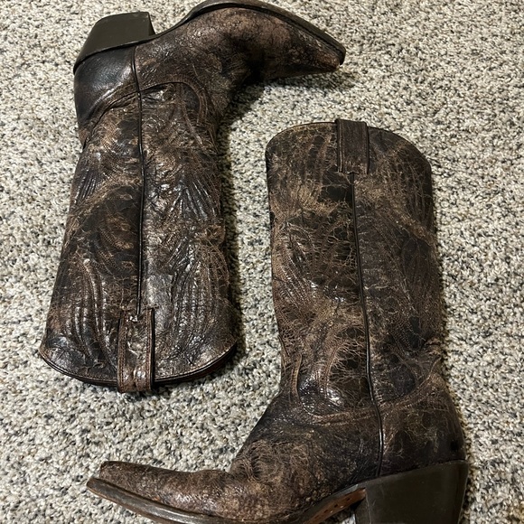 Steve Madden Distressed Leather Cowboy Boots - Picture 4 of 6